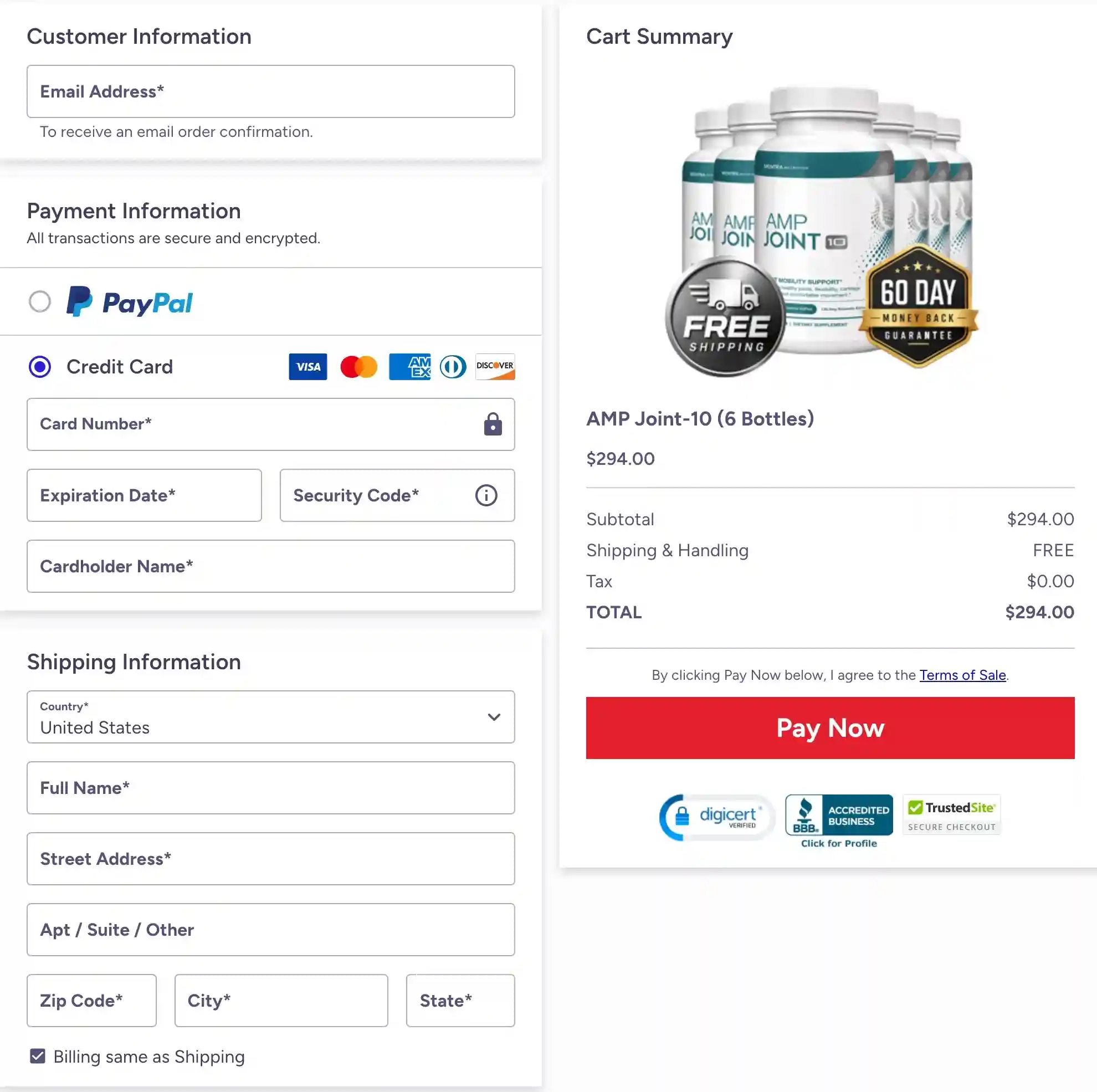 AMP Joint 10 Secure Payment &ndash; All Major Cards Accepted, SSL Encrypted